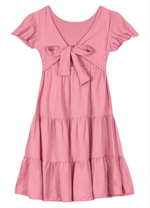 Lilica Ripilica - Vestido Midi Manga Curta Viscose Infantil Rosa 2