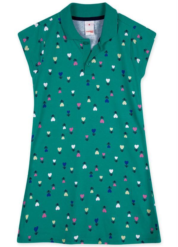 Marisol Play - Vestido Polo Manga Curta Malha Infantil Verde