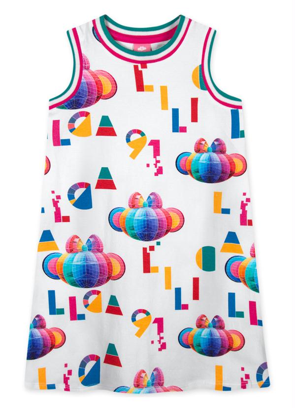 Lilica Ripilica - Vestido Regata Infantil Feminino Branco