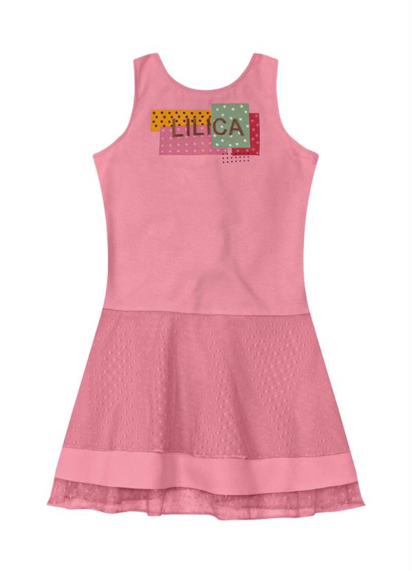 Vestido Regata Poá Tecido Crepe Infantil Rosa Lilica Ripilica