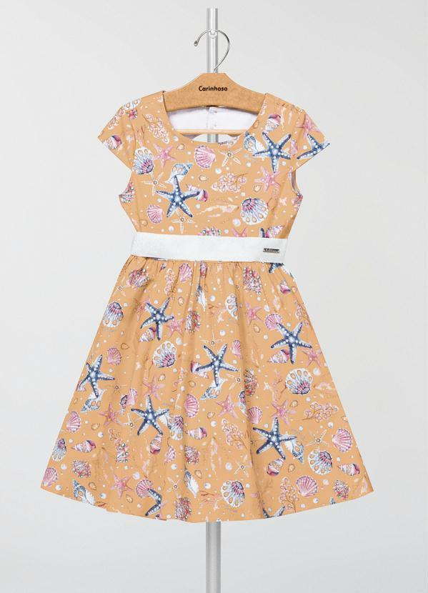 Carinhoso - Vestido Salmão Godê Conchas