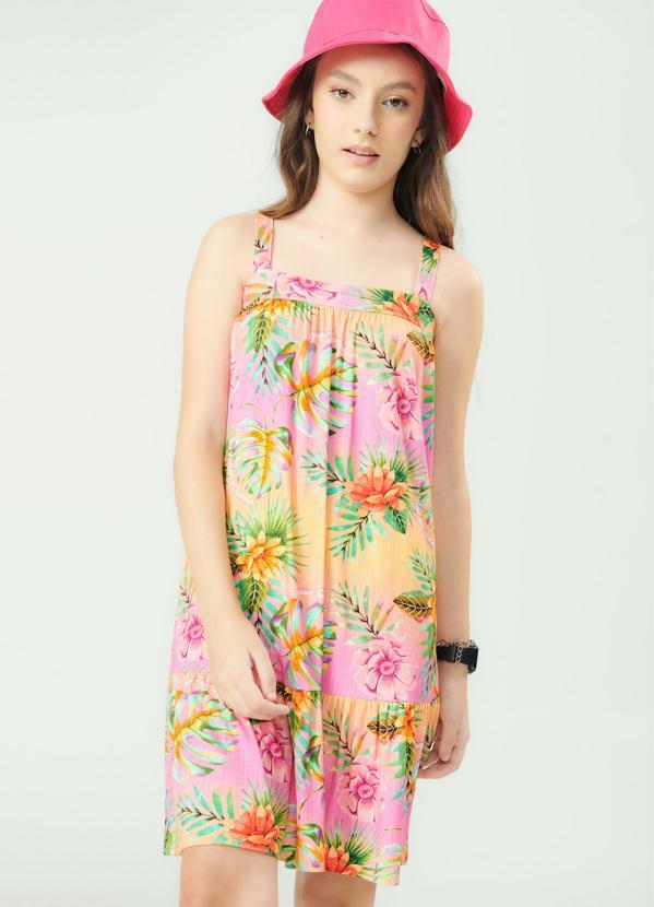 Rovitex Teen - Vestido Tropical Vibes Amarelo