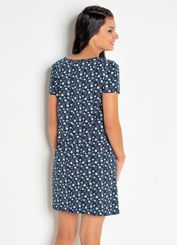 Outlet - Vestido Marinho Curto com Estampa Estrelas 2