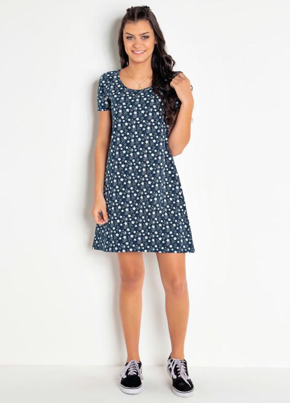Outlet - Vestido Marinho Curto com Estampa Estrelas 3