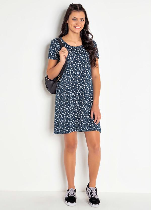 Outlet - Vestido Marinho Curto com Estampa Estrelas 4