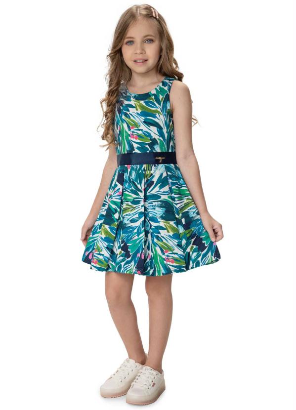 Carinhoso - Vestido Verde Godê Estampado