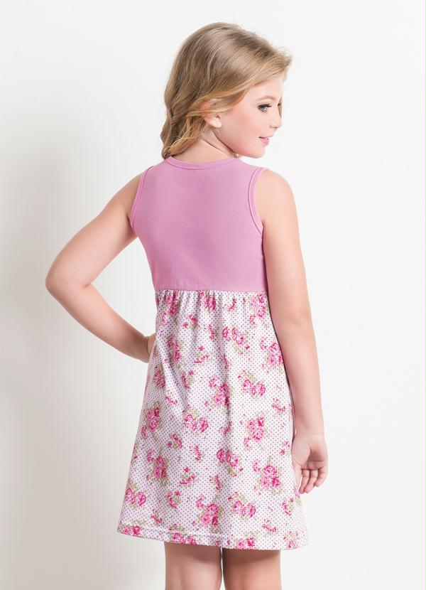 Outlet - Vestido com Decote Redondo Rosa 2