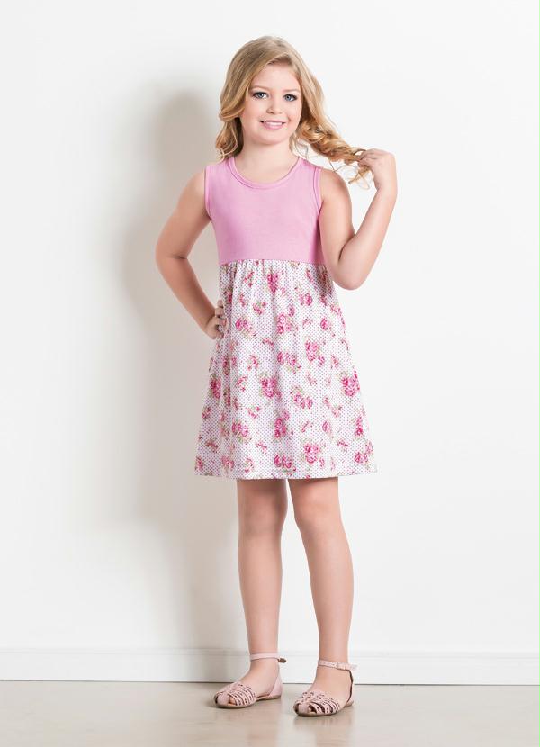 Outlet - Vestido com Decote Redondo Rosa 3