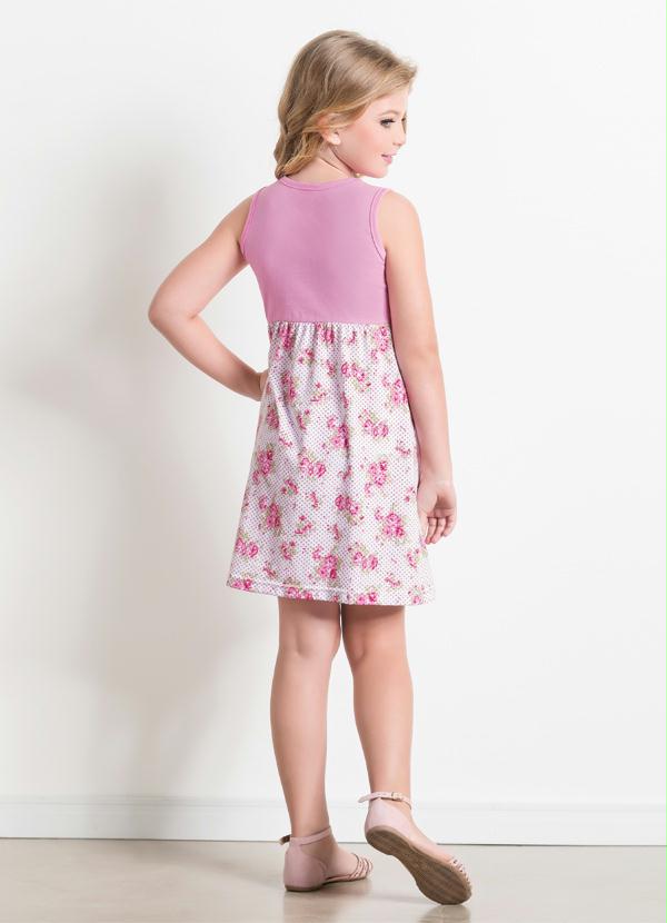 Outlet - Vestido com Decote Redondo Rosa 4