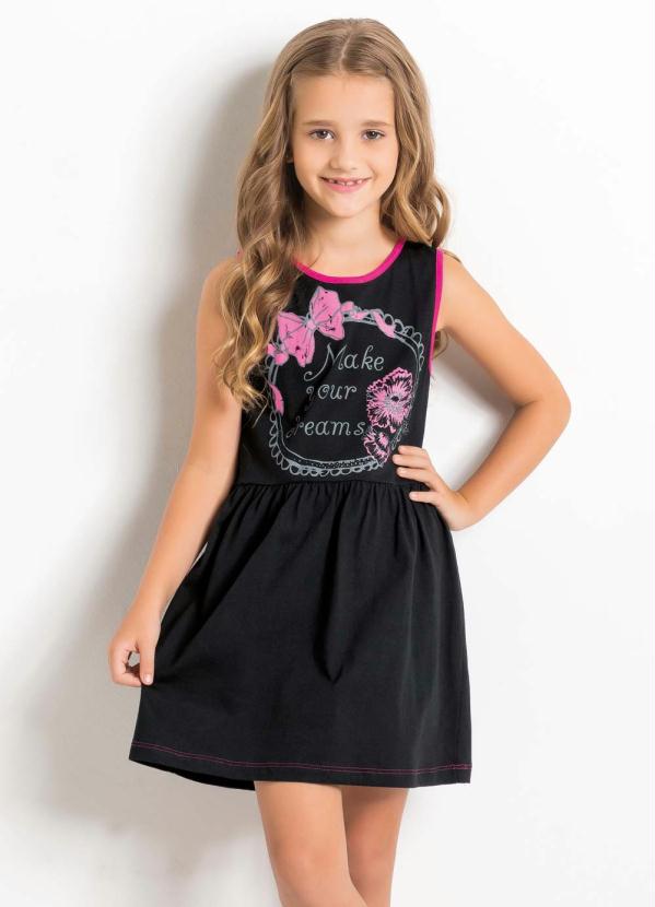 vestido infantil preto e rosa