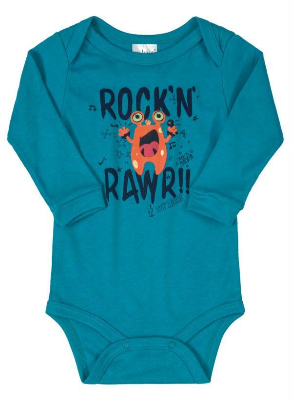Up Baby - Body Bebê Manga Longa Suedine Azul