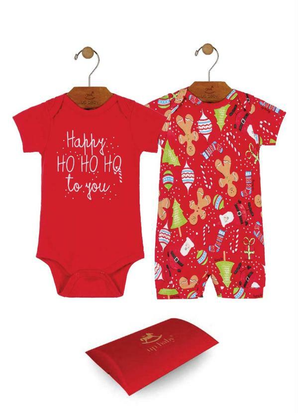 Up Baby - Kit Bebê Body e Macacão Vermelho