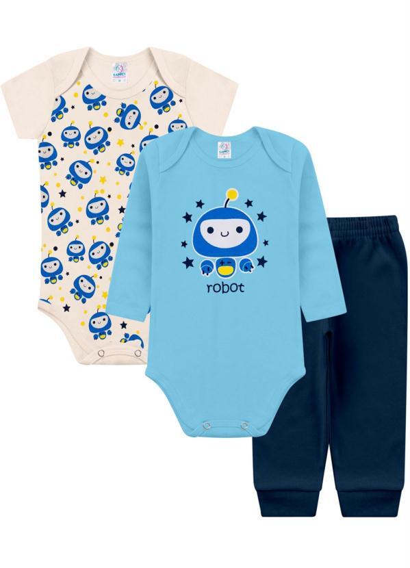 Rovi Kids - Kit Body Infantil Masculino 3 Peças Kappes Azul