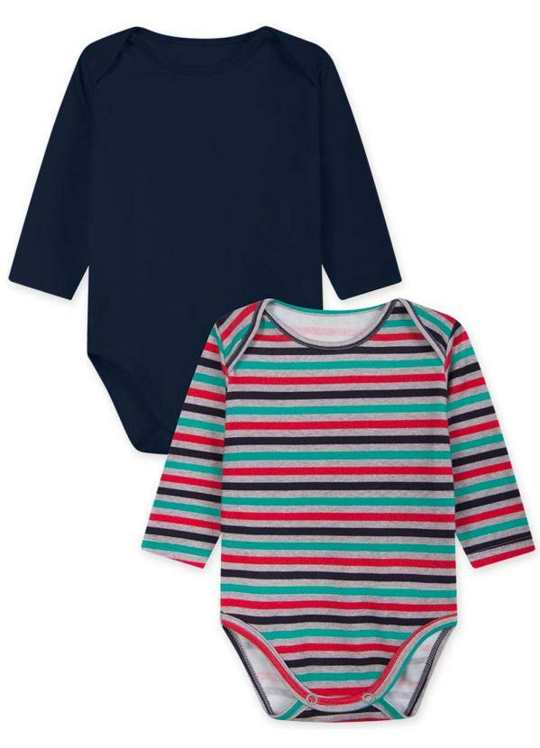 Marisol Play - Kit Body Manga Longa Bebê Suedine Menino Azul
