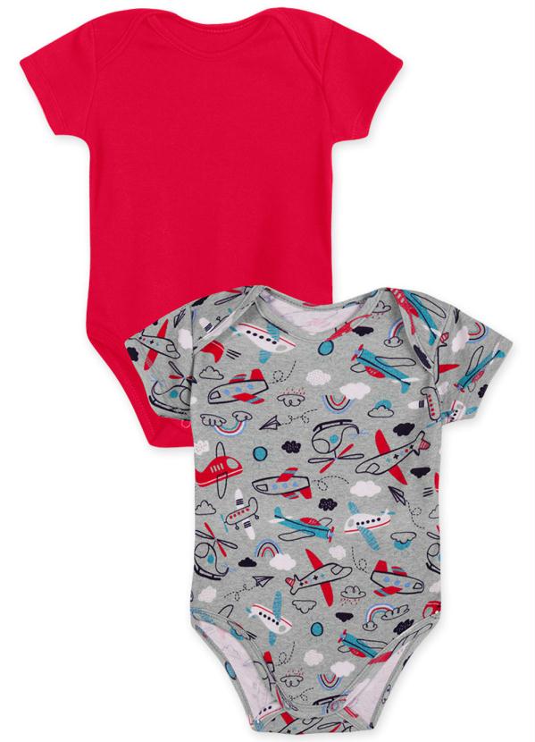 Marisol Play - Kit Body Suedine Manga Curta Bebê Vermelho 2