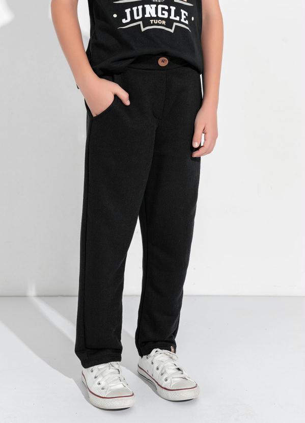 Moda Pop - Calça Infantil Preta com Botão