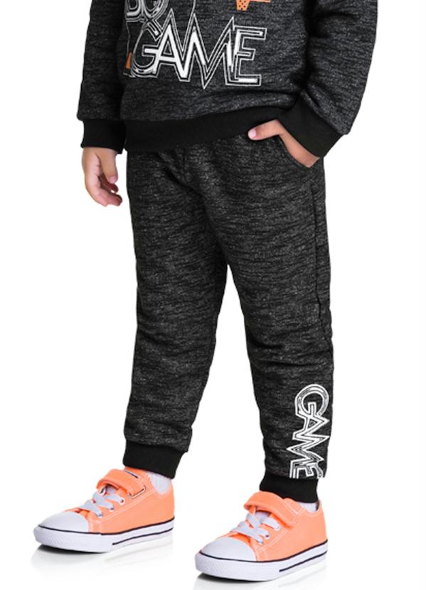 Brandili - Calça Jogger Infantil Menino de Moletom Preto
