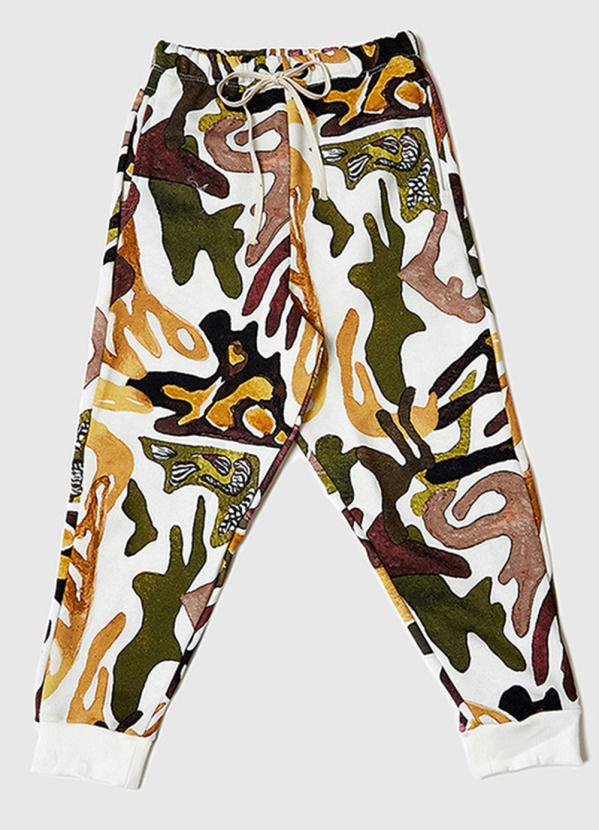 Bento - Calça Menino de Moletom Camufla Branco