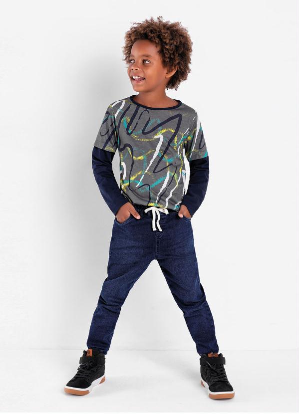 Queima Estoque - Calça Infantil Azul com Cadarço 10