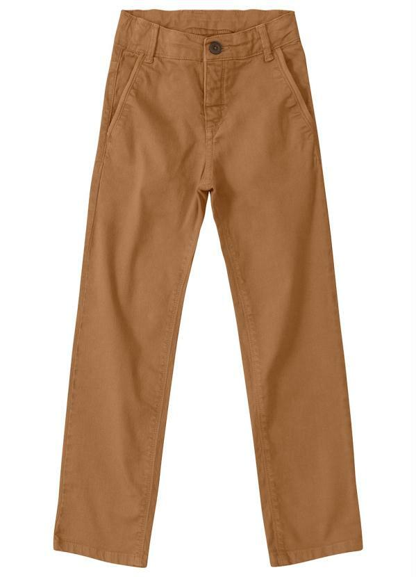 Carinhoso - Calça Marrom Claro Slim Cintura Média