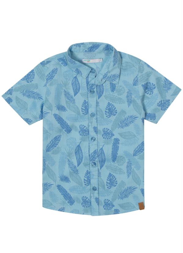 Malwee Kids - Camisa Azul Folhagem em Linho Menino 3