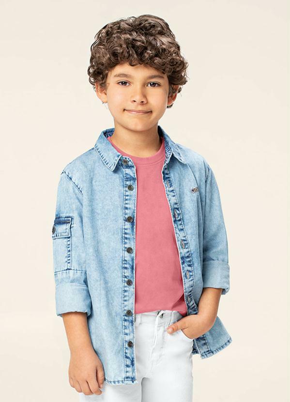 Carinhoso - Camisa Azul Claro Jeans Tal Pai & Tal Filho