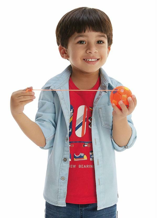 Malwee Kids - Camisa Azul Claro Slim em Jeans