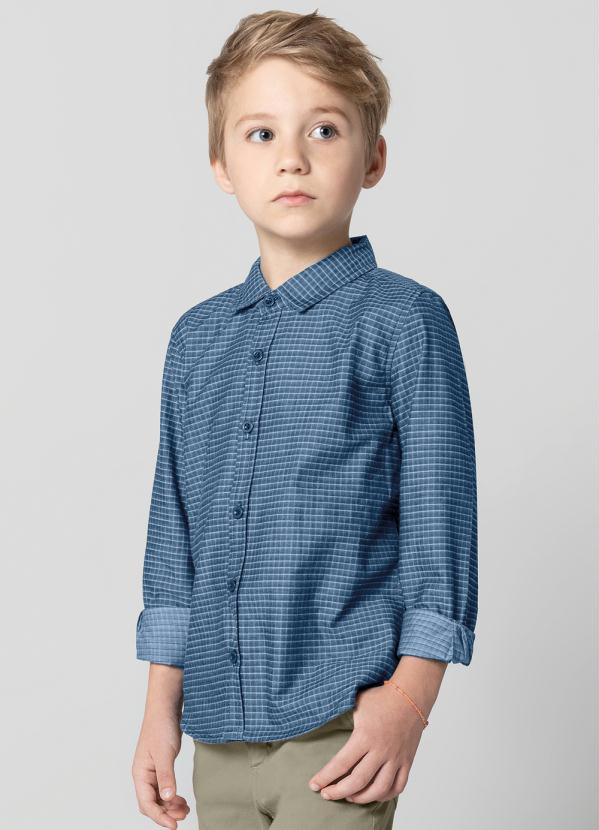 Carinhoso - Camisa Azul Maquinetada Menino