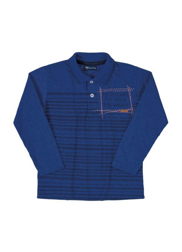 Quimby - Camisa Infantil Polo Manga Longa Azul