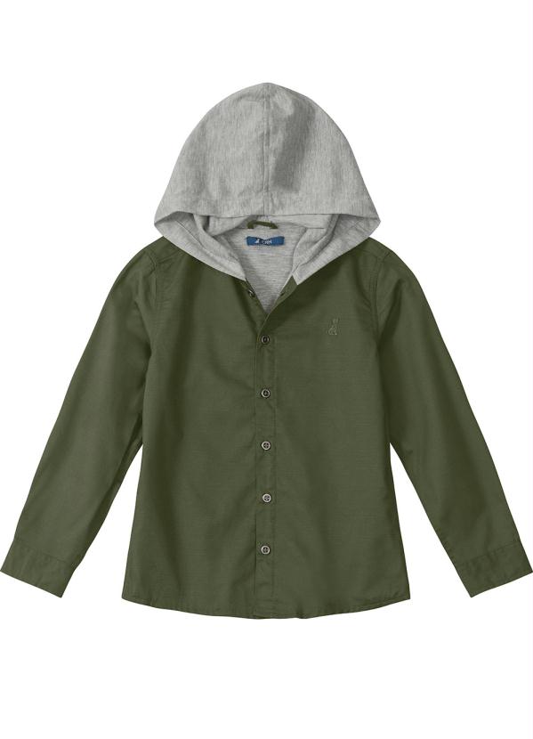 Carinhoso - Camisa Verde em Sarja com Capuz 3
