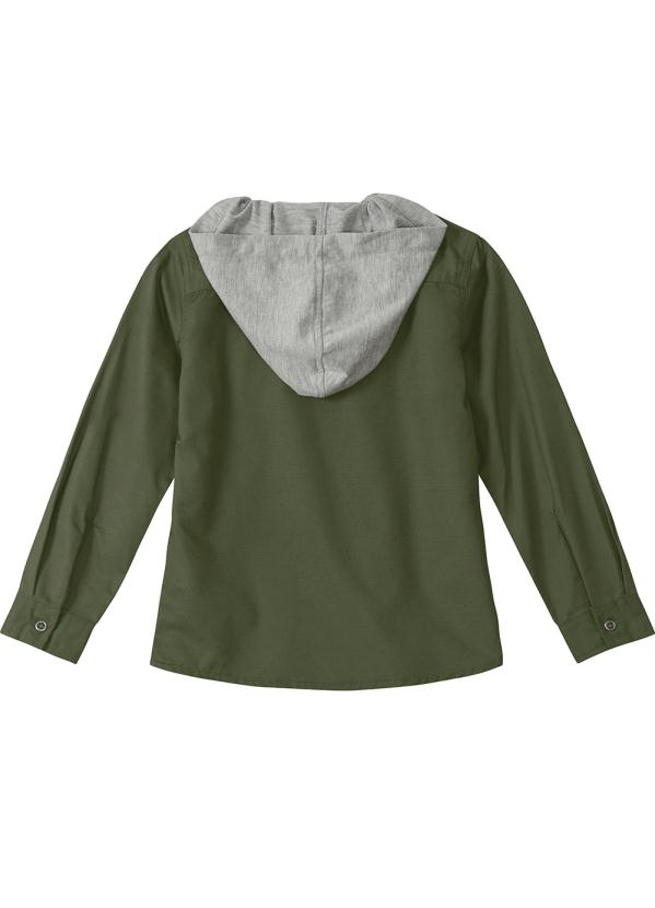 Carinhoso - Camisa Verde em Sarja com Capuz 4