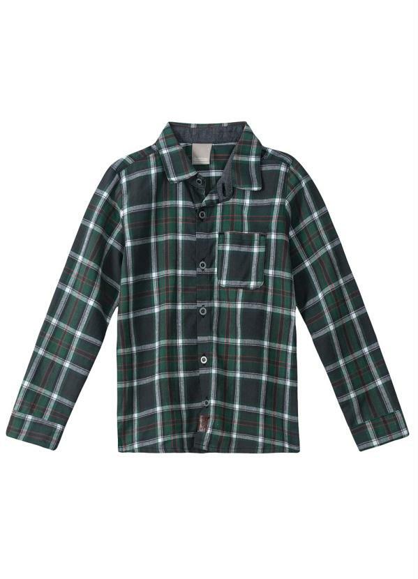 Carinhoso - Camisa Xadrêz Verde Manga Longa
