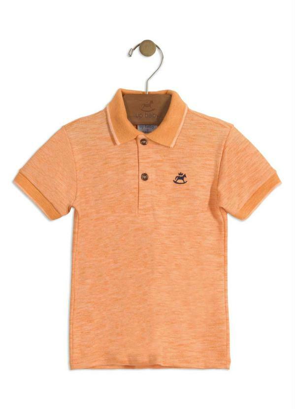 Up Baby - Camisa Polo em Piquet Laranja Infantil Up Baby