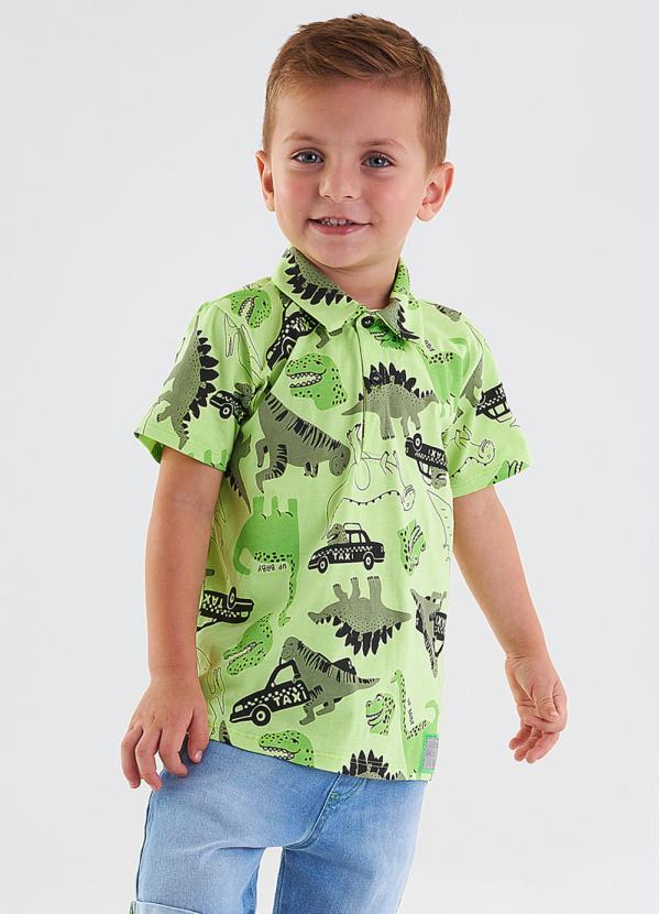 Up Baby - Camisa Polo Estampada Infantil Verde