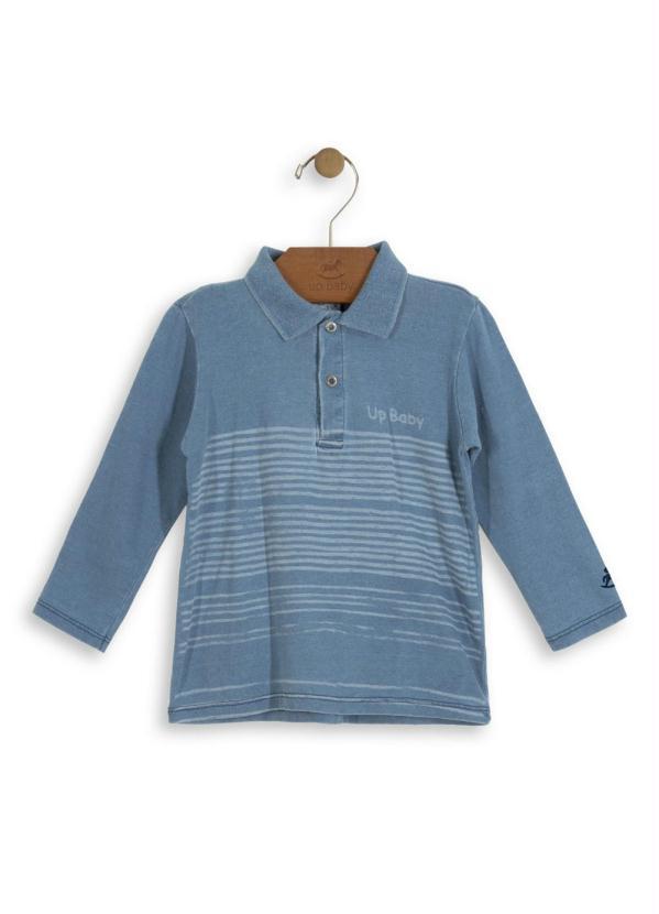 Up Baby - Camisa Polo Infantil Estonada Azul