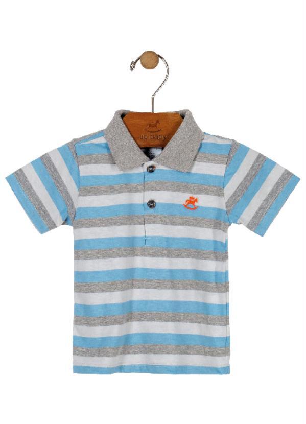 Up Baby - Camisa Polo Listrada Azul Claro