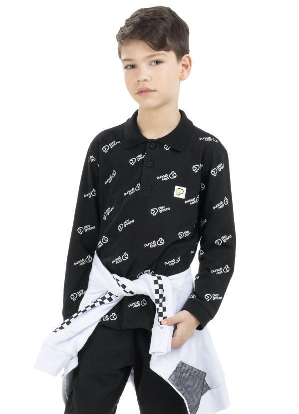 Playground - Camisa Polo Manga Longa Estampado