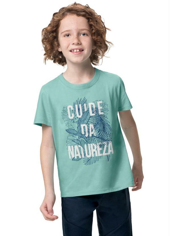 Malwee Kids - Camiseta Azul Claro Cuide da Natureza