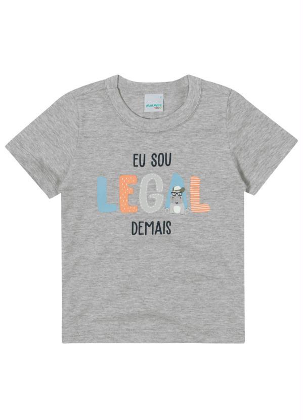 Malwee Kids - Camiseta Cinza Eu Sou Legal