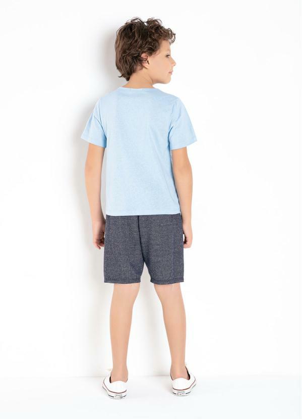 Outlet - Camiseta Infantil Azul com Bordado 4