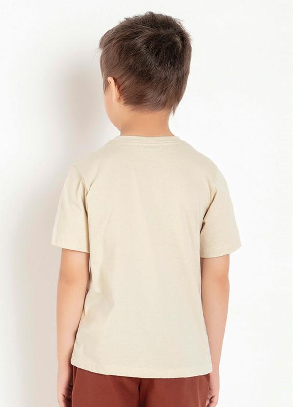 Outlet - Camiseta Infantil Bege com Estampa e Bolso 2