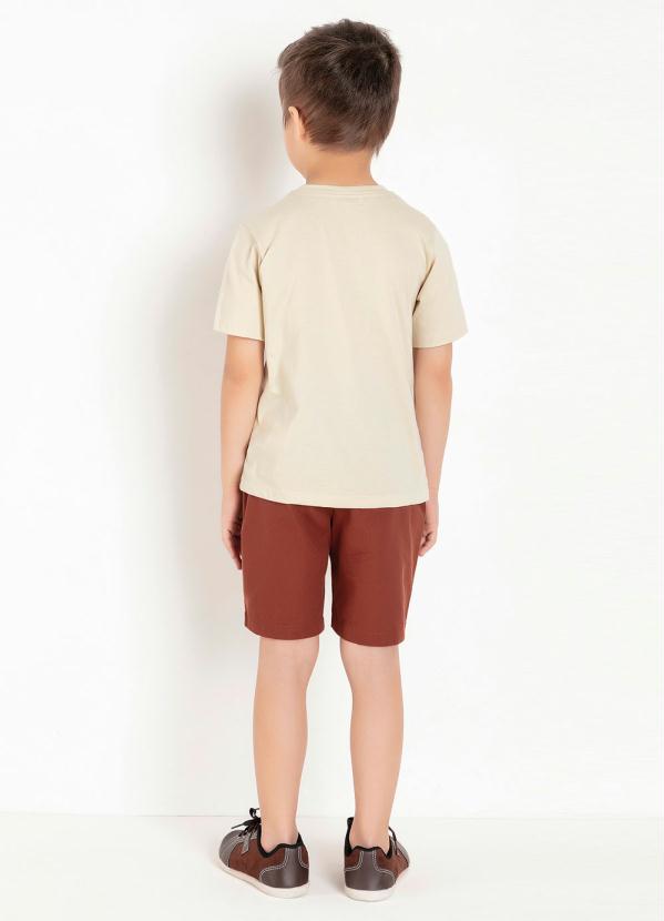 Outlet - Camiseta Infantil Bege com Estampa e Bolso 4