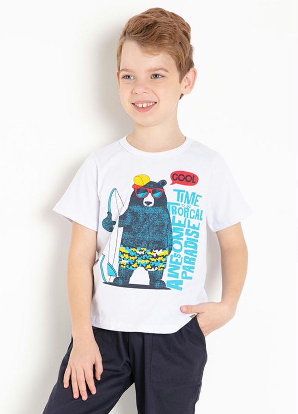 Camiseta Infantil Branca Com Estampa Frontal Queima De Estoque