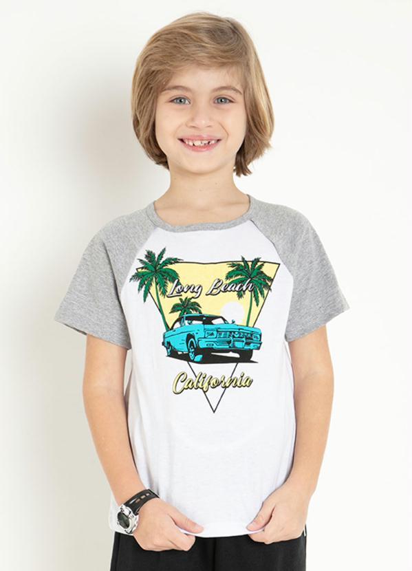 Outlet - Camiseta Infantil Branca com Estampa