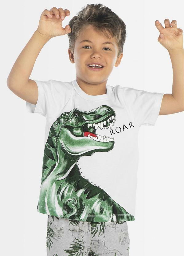 Rovi Kids - Camiseta Infantil Dinossauro Branco