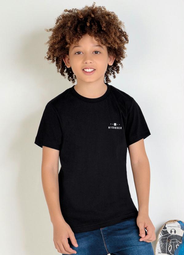 Nicoboco - Camiseta Infantil Preta Estampa Costas Nicoboco