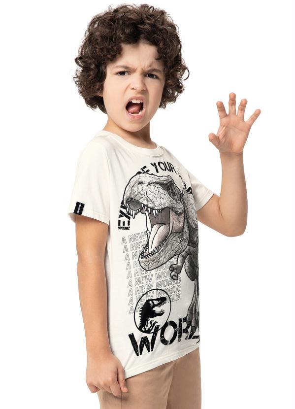 Malwee Kids - Camiseta Jurassic World Menino Off White