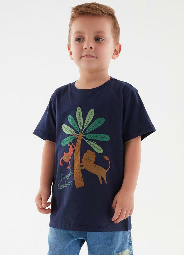 Up Baby - Camiseta Manga Curta Estampa Menino Azul