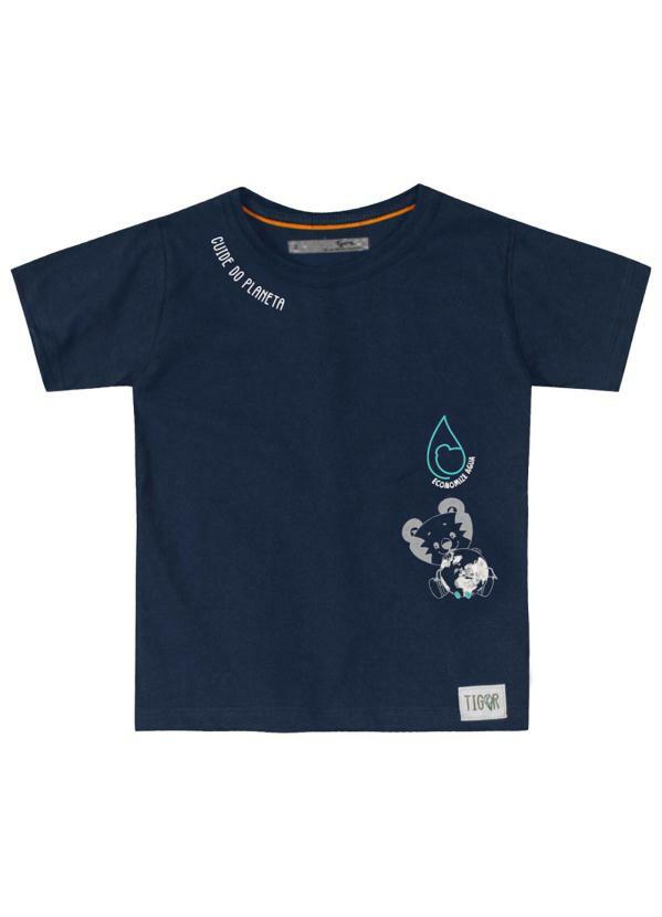 Tigor T Tigre - Camiseta Manga Curta Malha Menino Azul