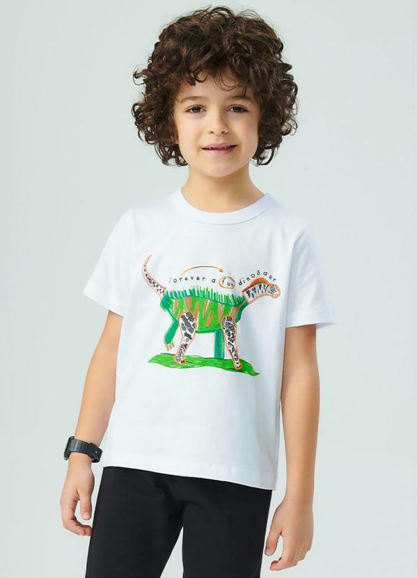 Rovi Kids - Camiseta Masculina Fun Dino Branco